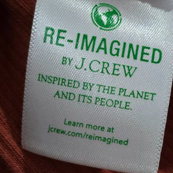 J. Crew RE-Imagined Tie Front Vintage Rib V  T-Shirt Top Burnt Sienna Size Large - Picture 5 of 6